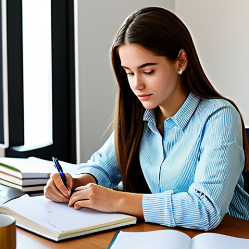 Home 25 Study Planning**
A young adult, fully clothed in modest attire, sitting at a desk covered in books and notes, creating a study schedule, bright and organized workspace, soft natural light, professional photography, perfect anatomy, correct proportions, natural pose, family-friendly, appropriate content, safe for work.
**